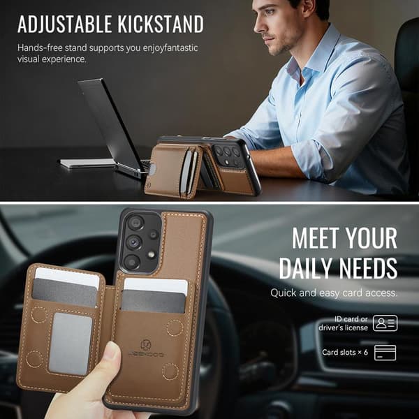 JEEHOOD Samsung Galaxy A33 5G Mobilskal KonstLäder - Brun Brun