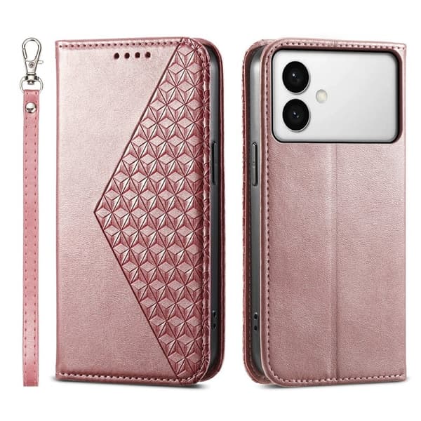 Samsung Galaxy S26 Edge Plånboksfodral Konstläder Kalvtextur - Roséguld