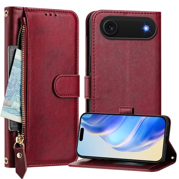 iPhone Air Plånboksfodral Zipper Pocket Läder - Röd Röd