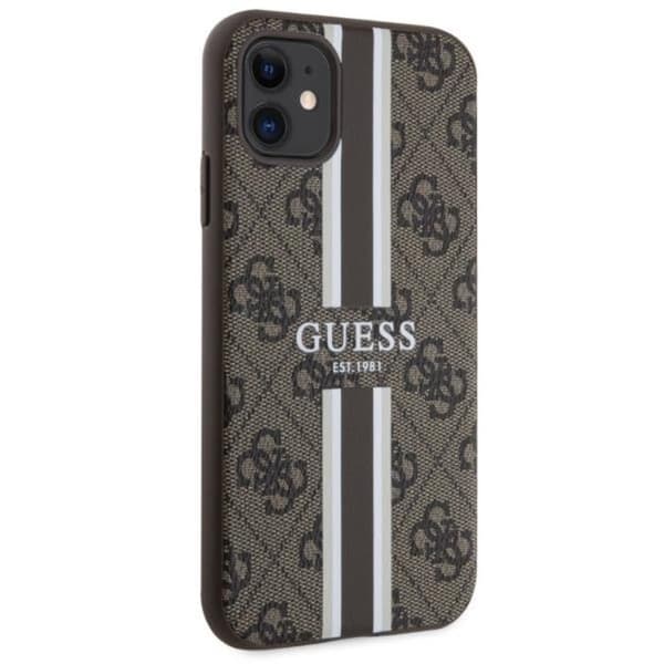 Guess Mobilskal till iPhone 11/XR MagSafe Printed Stripes - Brun
