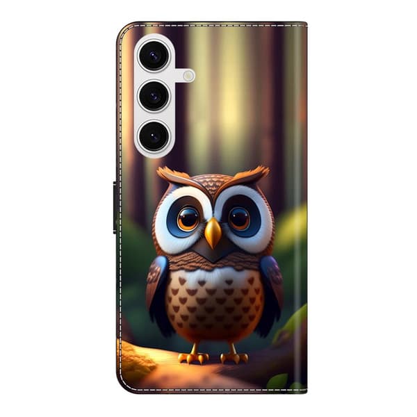 Plånboksfodral för Samsung Galaxy S26 Konstläder Mönster - Brun Uggla