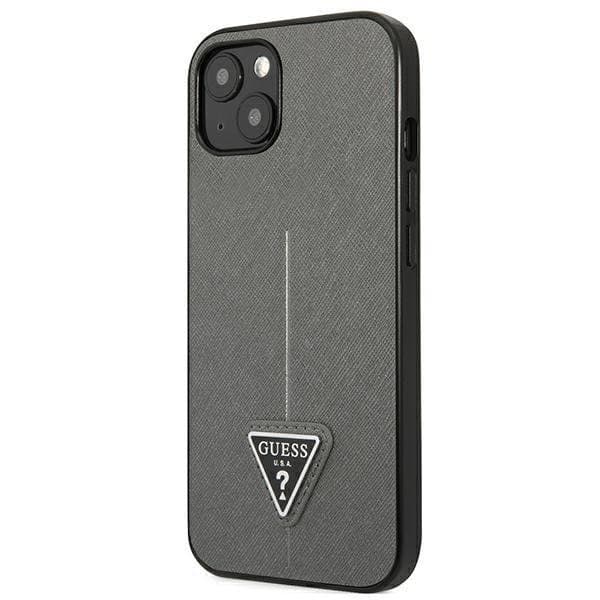 GUESS iPhone 14 Plus Skal Saffiano Triangle Logo - Sølv Silver