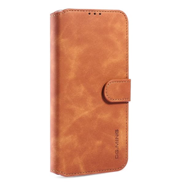 DG.MING Plånboksfodral Konstläder med Ställ för iPhone 13 Pro Max - Brun