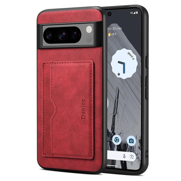 DENIOR Google Pixel 8 Pro Fodral Konstläder Ställ - Röd