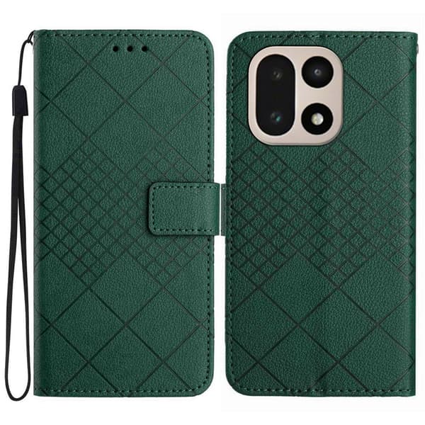 OnePlus 15 5G Plånboksfodral Imprint PU Folio Konstläder Grön