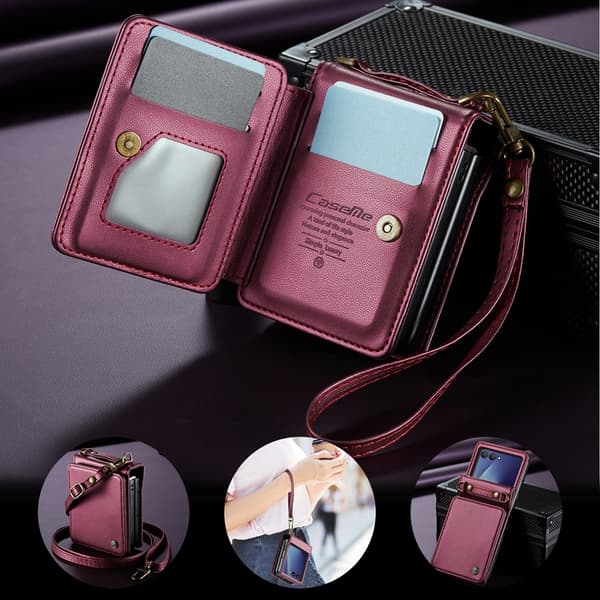 CASEME Galaxy Z Flip 7 Plånboksfodral RFID Blocking C22 - Röd Röd