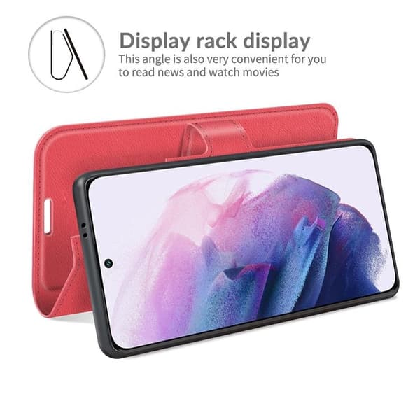 Litchi Magnetic Kotelo Galaxy S22 Plus 5G - Punainen Red