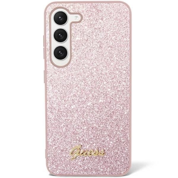 Guess Galaxy S24 Mobilskal Glitter Script - Rosa Rosa