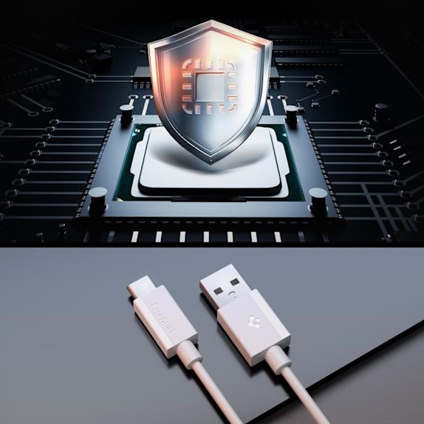 Spigen USB-A till USB-C kabel Essential 1m 60W - Vit Vit