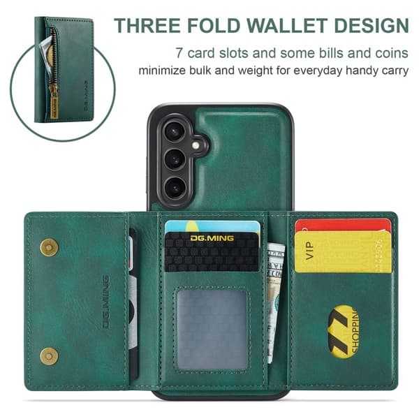 DG.MING Samsung Galaxy S23 FE Konstläder Plånboksfodral Magnetisk Grön