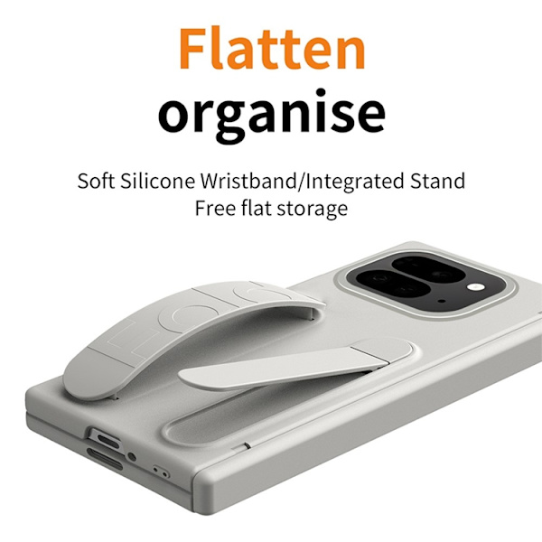 Mobilskal till Google Pixel 10 Pro Fold Wristband Kickstand Hard PC - Grå Grå