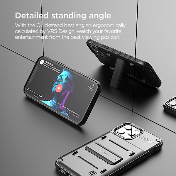 VRS DESIGN Damda QuickStand iPhone 12 Pro Max -kotelo - musta Black