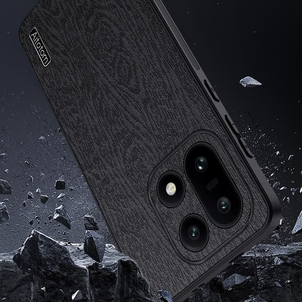 Mobilskal till OnePlus 15 5G Wood Texture PU Läder - Blå Blå