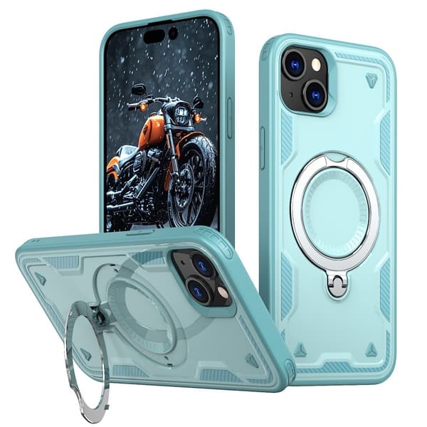 Mobilskal till iPhone 15 PC+TPU Militärskydd Med Ställ - Blå