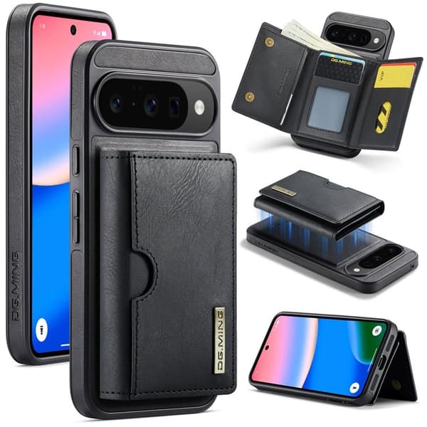 DG.MING M6 Series Konstläder Plånboksfodral för Google Pixel 10 Pro - Svart