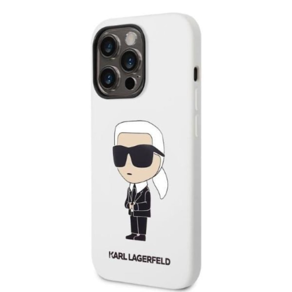 Karl Lagerfeld iPhone 14 Pro Max Skal Silicone Ikonik - Valkoinen