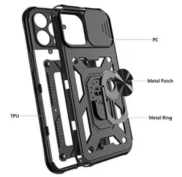 iPhone 14 Plus Skal Kameraskydd Kickstand - Svart Black