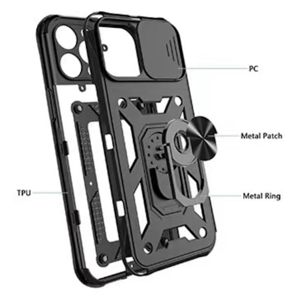 iPhone 14 Plus Skal Kameraskydd Kickstand - Svart Svart