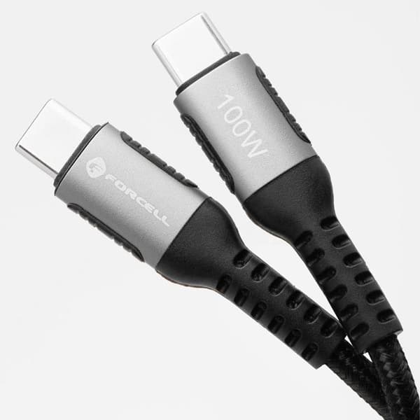 Forcell USB-C til USB-C Kabel 100W 2m QC4.0 PD 5A Cafule - Sort Black