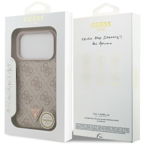 Guess Mobilskal För iPhone 18 Pro/17 Pro Magsafe Läder 4G Triangel Strass
