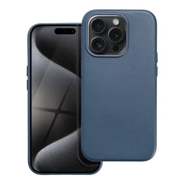 iPhone 15 Pro Mobile Case Magsafe nahka - sininen