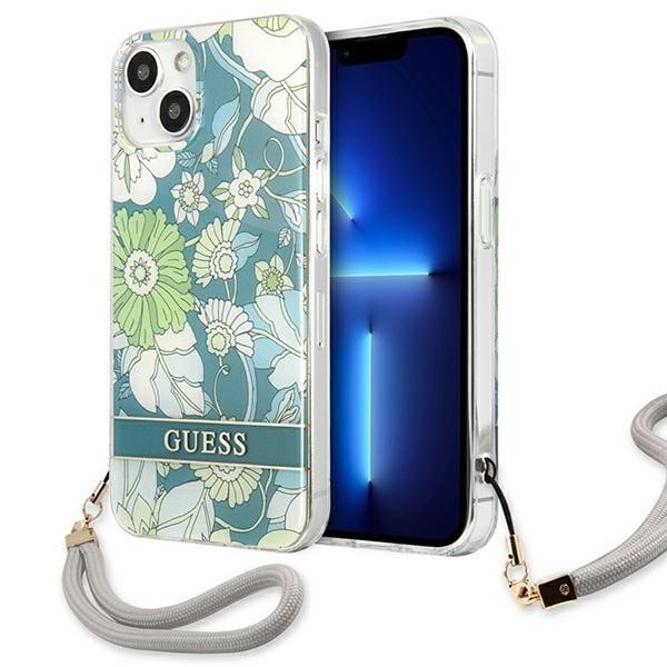 Guess iPhone 13 Mini Skal Flower Strap - Vihreä Grön