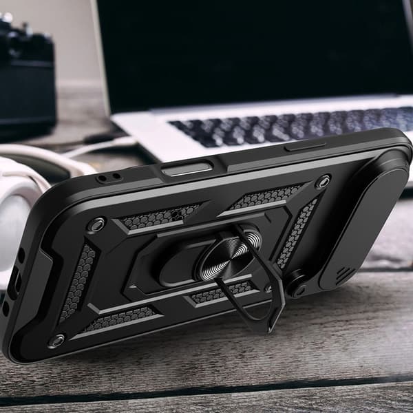 Telefontaske til iPhone Air Hybrid Armor Camshield - Sort Svart