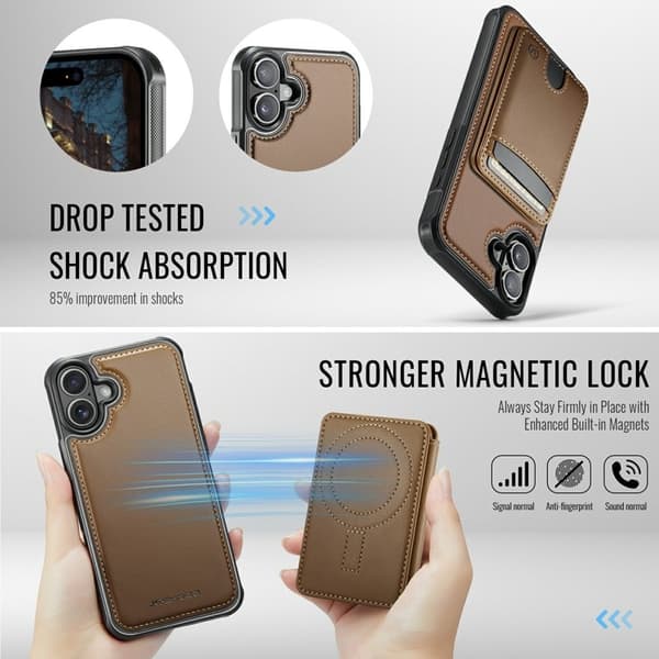 JEEHOOD iPhone 17 Fodral Konstläder - Brun Brun