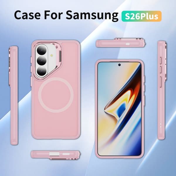 Mobilskal för Samsung Galaxy S26 Plus Magnetiskt Kickstand Plast Rosa