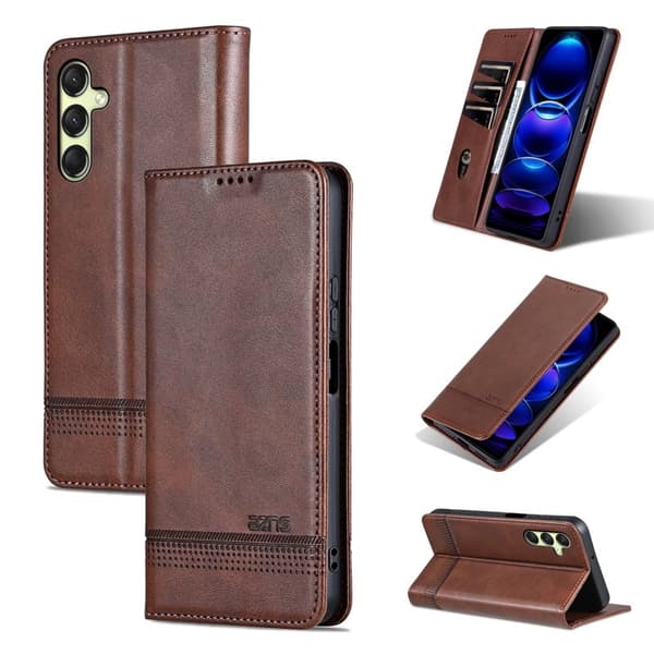 AZNS Samsung Galaxy A16 Plånboksfodral Konstläder - Brun