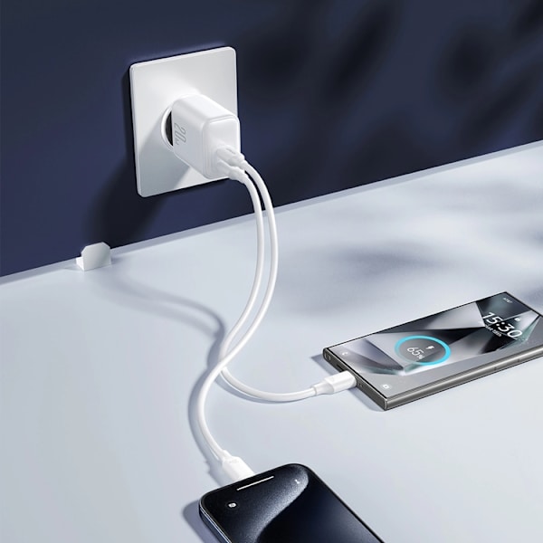 Joyroom Hurtigoplader 20W 2xUSB-C PD QC 3.0 - Hvid Vit