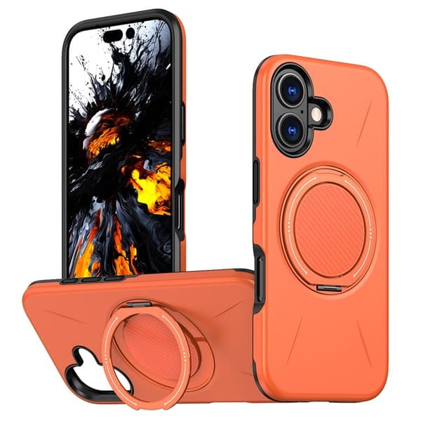 Mobilskal till iPhone 16 Plus MagSafe Rotating Kickstand TPU + PC Orange