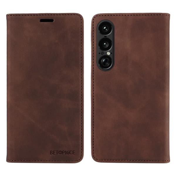 BETOPNICE Sony Xperia 1 VII Plånboksfodral Konstläder RFID-Skydd - Brun Brun