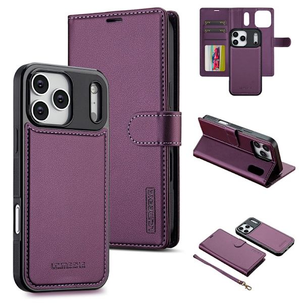 LC.IMEEKE L2 Series iPhone 17 Pro Max Plånboksfodral Konstläder - Lila