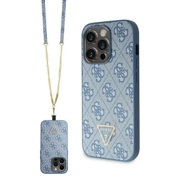 Guess iPhone 14 Pro Mobilskal Crossbody 4G Metal Logo - Blå Blå