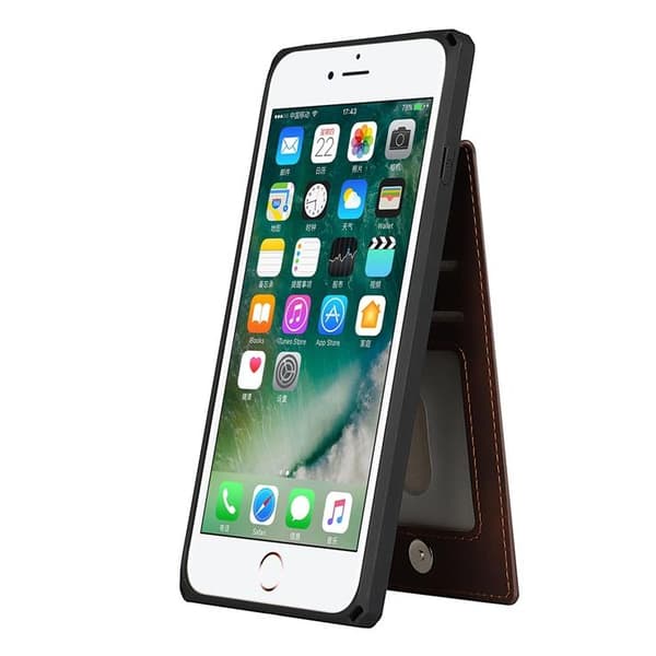 Skal med Kortplatser till iPhone 7/8 Plus - Brun Brown