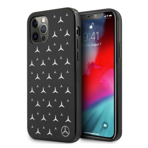Mercedes Silver Stars Pattern Skal iPhone 12 Pro Max - Svart Svart