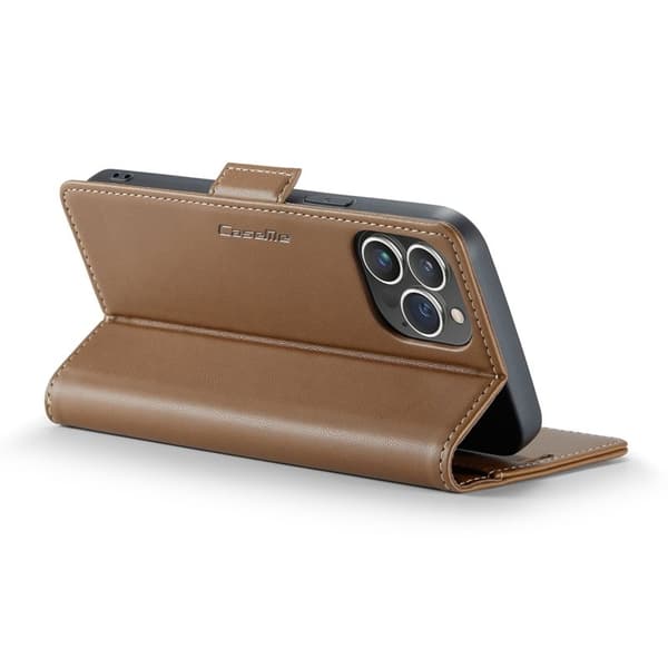 CASEME Plånboksfodral Konstläder till iPhone 13 Pro - RFID-Skydd, Brun