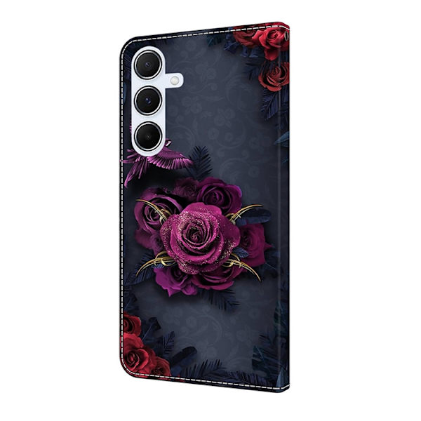 Galaxy A17/A26 Plånboksfodral Konstläder Pattern Printing Lila