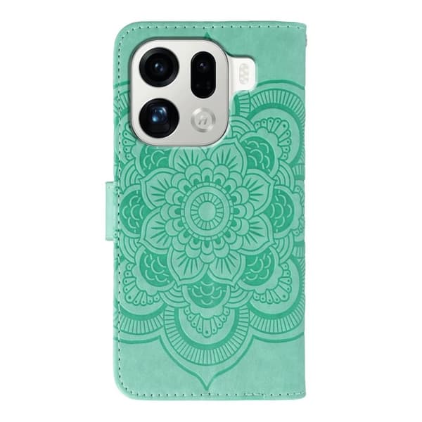 Oppo Find X9 Pro 5G Kortfack Plånboksfodral Konstläder Mandala - Grön
