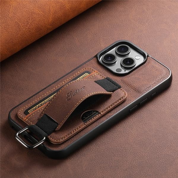 SUTENI Mobilskal till iPhone 16 Pro Max Litchi Texture - Brun Brun