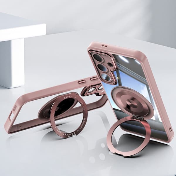 Mobilskal för Samsung Galaxy S26 Magnetiskt PC + TPU med Kickstand - Rosa