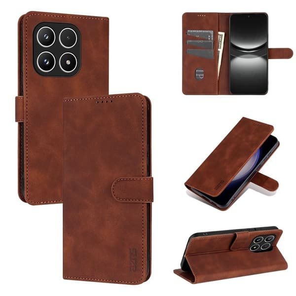 AZNS Xiaomi 17 Plånboksfodral Konstläder - Brun