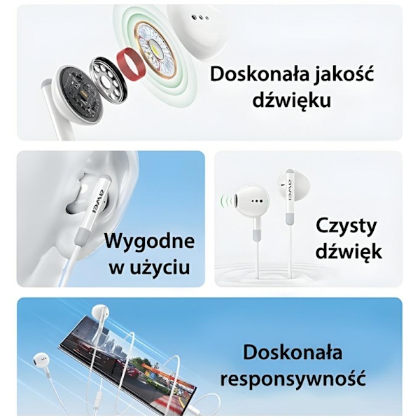 AWEI PC-6T Hörlurar stereo USB-C - Svart
