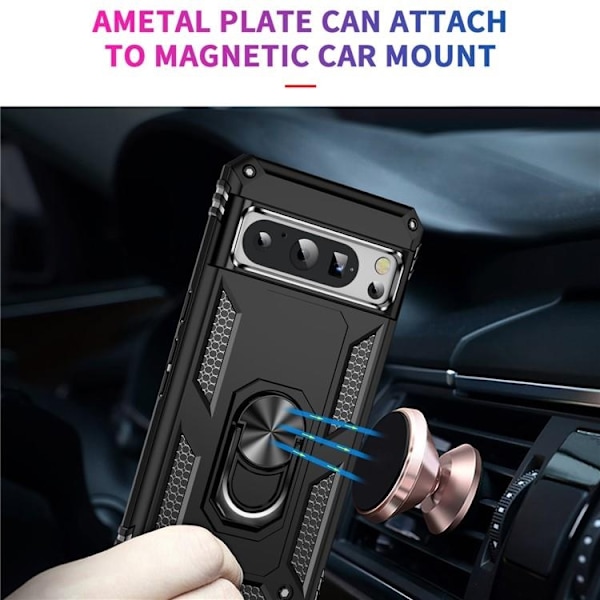 Telefontaske til Google Pixel 8 Pro Ringholder Kickstand - Sort Black