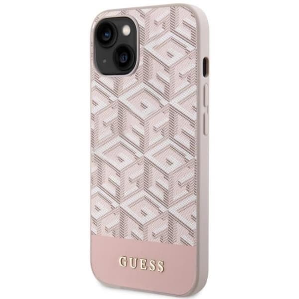 Guess Mobilskal till iPhone 14 Plus MagSafe GCube Stripes - Rosa Rosa