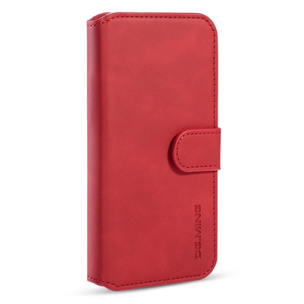 DG.MING Retro Wallet Mobilskal i Konstläder för iPhone 11 Pro Max - Röd