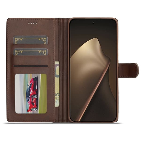 LC.IMEEKE Xiaomi 15T Plånboksfodral Konstläder Ställ - Brun