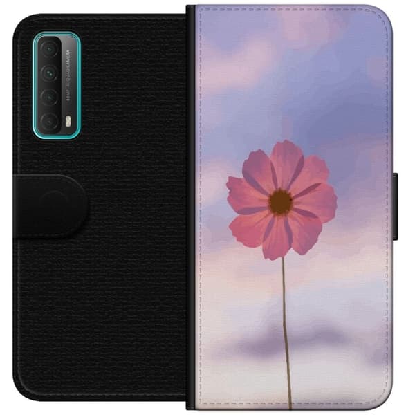 Pung etui til Huawei P smart 2021 med lyserød blomst