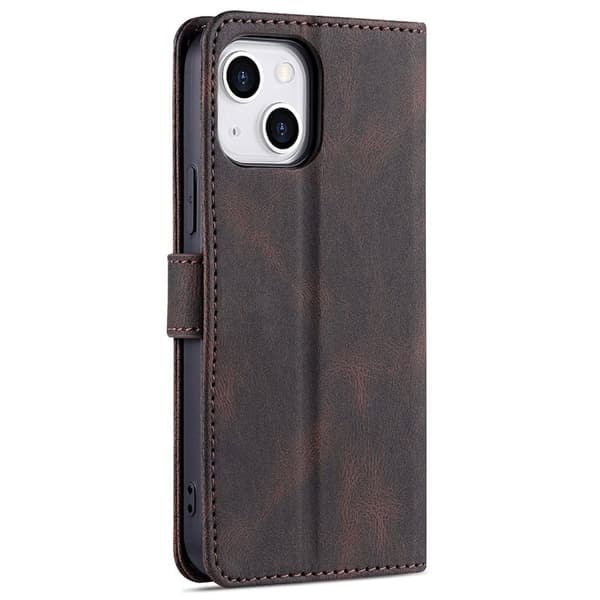 AZNS iPhone 13 Plånboksfodral - Stöttåligt och repfritt - Konstläder - Brun
